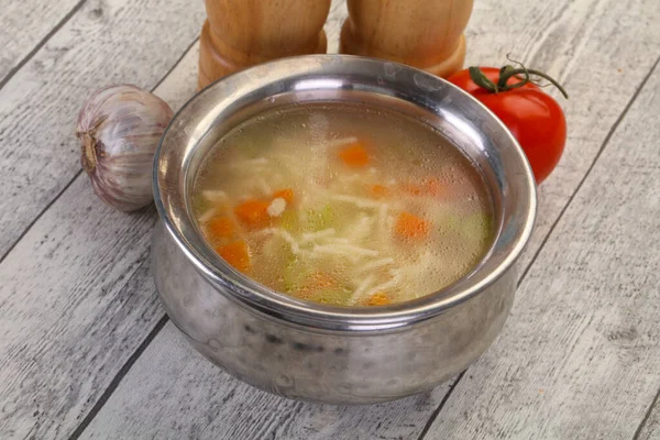 Sopa Pollo Con Fideos Zanahoria Apio — Foto de Stock