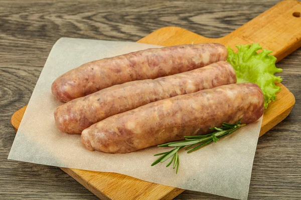 Raw Pork Meat Sausages Grill Served Rosemary — Stock Photo, Image