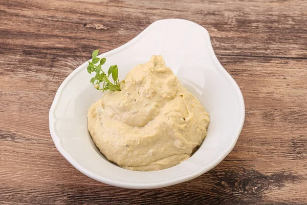 Alimentation Végétalienne Trempette Houmous Huile Olive — Photo