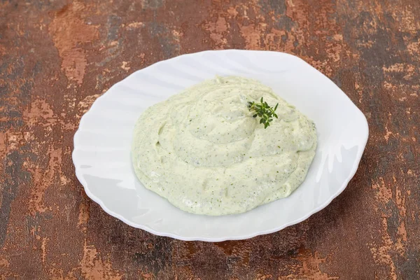 Cottage Cream Snack Herbs Garlic — Stock Photo, Image