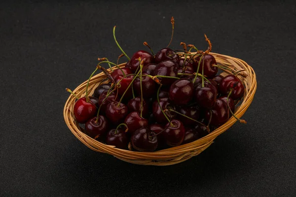 Sweet Ripe Bird Cherry Basket — Stock Photo, Image