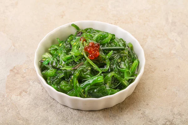 Asian Traditional Chukka Salad Bowl Served Red Caviar — Stock Photo, Image