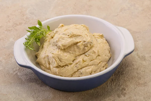 Alimentation Végétalienne Trempette Houmous Huile Olive — Photo