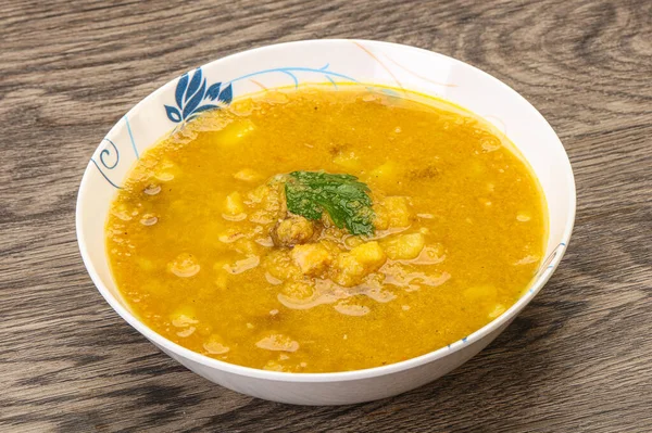 Pea soup with smoked meat and vegetables — Stock Image Pea Soup Smoked Meat Vegetables Royalty Free Stock Photos