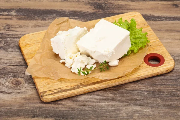 Greek Traditional Feta Soft Cheese Plate — Stock Photo, Image