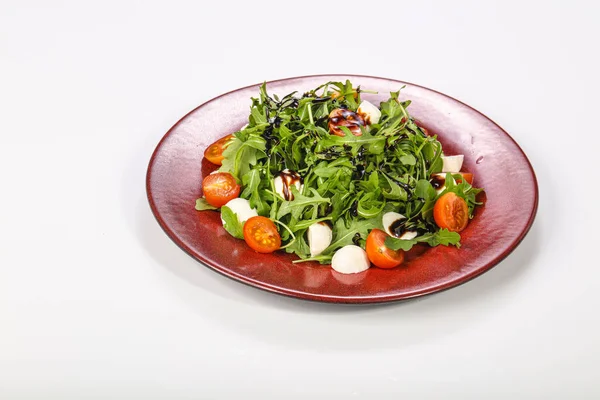 Diätsalat Mit Mozzarella Tomate Und Rucola — Stockfoto