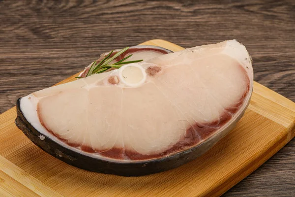 Bistecca Squalo Crudo Servito Rosmarino Cottura — Foto Stock