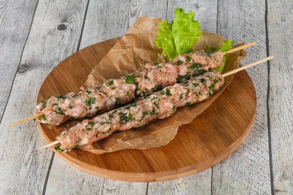 Raw Pork Skewer Kebab Ready Grill — Stock Photo, Image