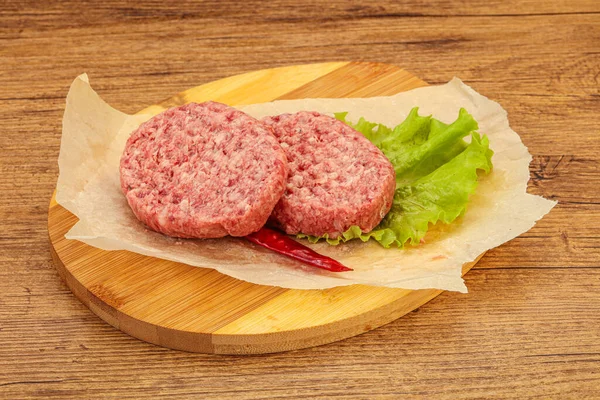 Raw Beef Meat Cutlet Burger — Stock Photo, Image