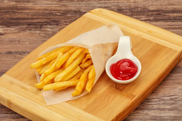 Friterad Potatis Med Tomatsås — Stockfoto