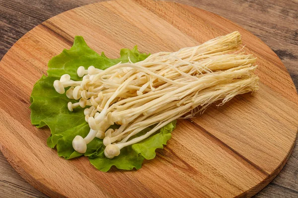 Cogumelos Enoki Japoneses Crus Para Cozinhar — Fotografia de Stock