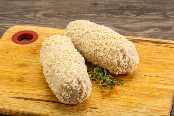 Costeleta Frango Pão Cru Para Assado — Fotografia de Stock