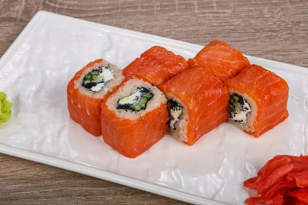 Japanese Traditional Roll Salmon Rice — Stock Photo, Image