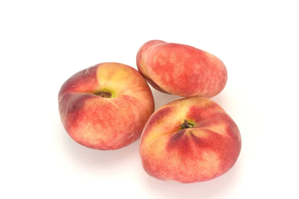 Sweet Ripe Tasty Few Flat Peaches — Stock Photo, Image