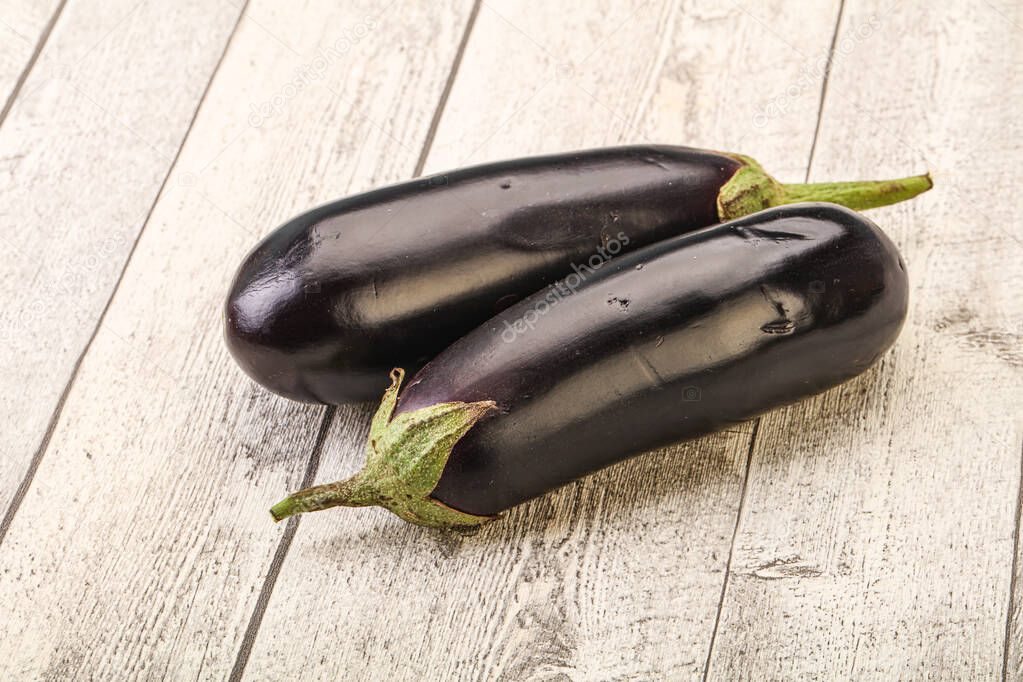 Two ripe raw eggplant isolated for cooking