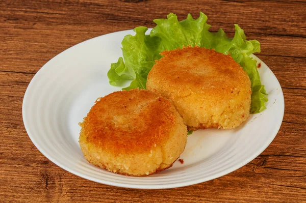Vegane Küche Bratkartoffelschnitzel Auf Dem Teller — Stockfoto