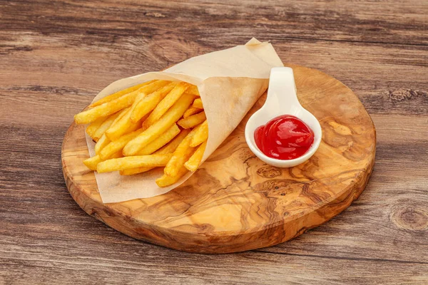 Franse Fry Aardappel Met Tomatensaus — Stockfoto