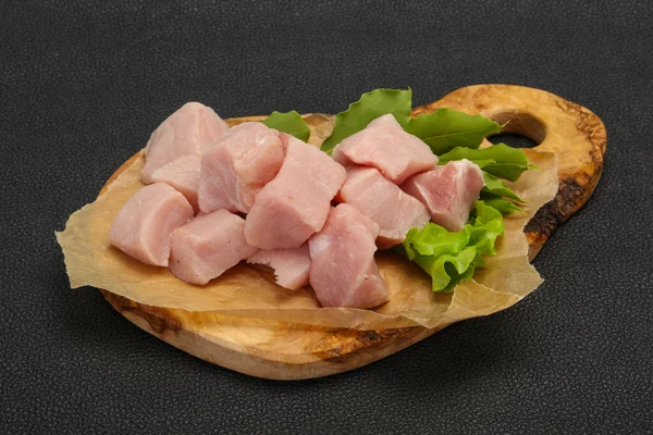 Frischer Würfel Aus Rohem Schweinefleisch Zum Kochen Bereit — Stockfoto