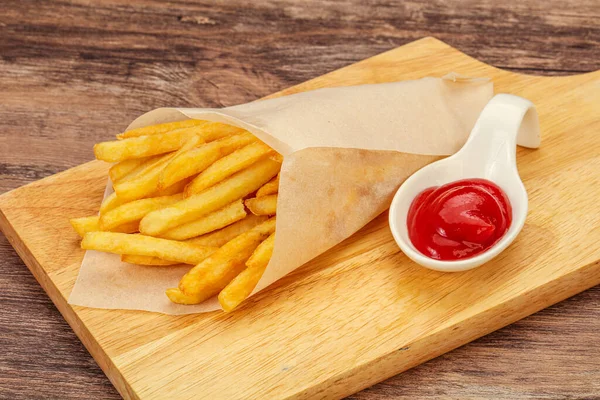 Pommes Frites Mit Tomatensauce — Stockfoto