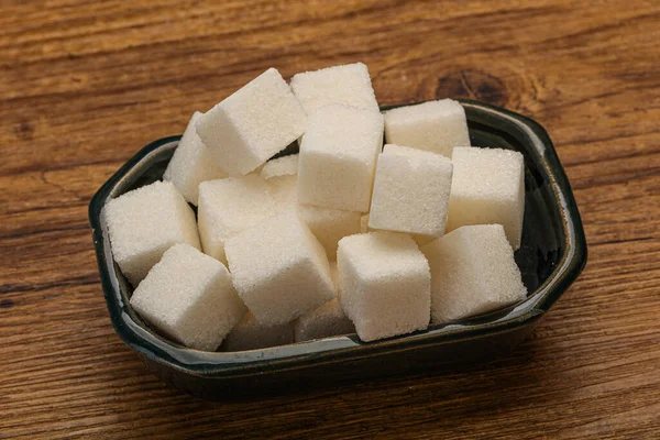 Refined White Granulated Sugar Cubs Bowl — Stock Photo, Image