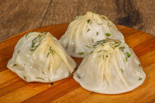 Usbekische Traditionelle Manty Knödel Mit Fleisch Und Gemüse — Stockfoto