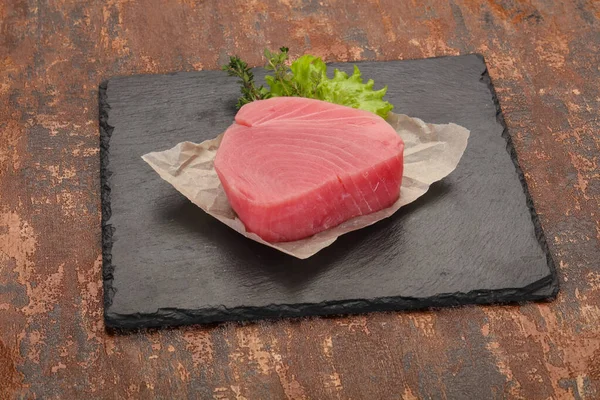 Bife Atum Cru Pronto Para Cozinhar — Fotografia de Stock