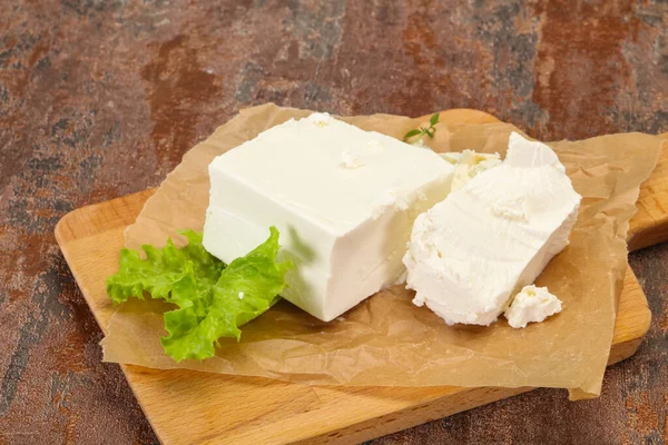 Feta Tradizionale Greca Formaggio Morbido Nel Piatto — Foto Stock