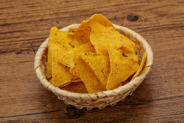 Messicano Croccante Mais Nachos Triangolo Mucchio — Foto Stock