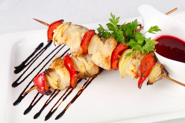 Brochette Poulet Aux Légumes — Photo