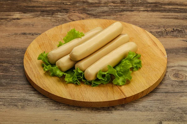Salsicha Branca Frango Com Folhas Salada — Fotografia de Stock