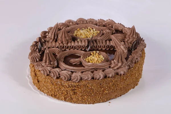 Delicatissima Torta Cioccolato Con Crema — Foto Stock