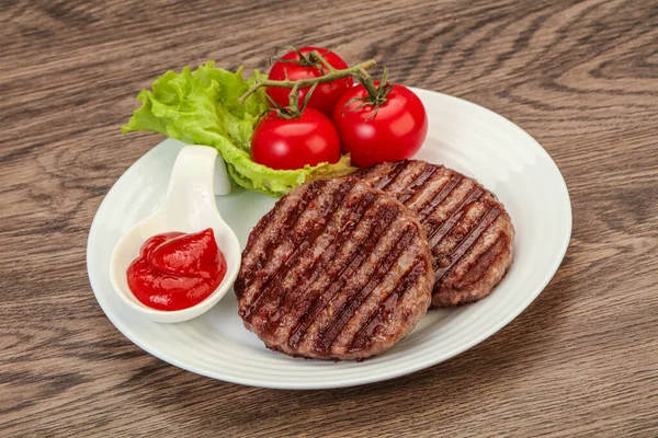 Costeleta Hambúrguer Grelhada Com Molho Tomate — Fotografia de Stock