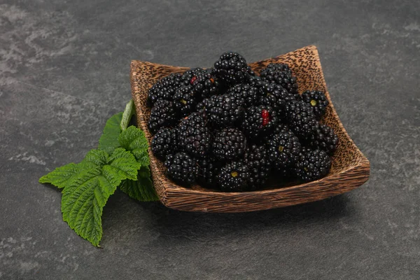 Sweet Tasty Ripe Blackberry Heap Leaf — Stock Photo, Image