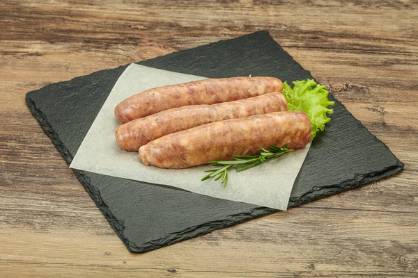 Raw Pork Meat Sausages Grill Served Rosemary — Stock Photo, Image