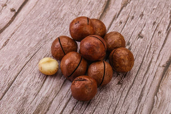 Brown Primo Piano Mucchio Noci Macadamia Sfondo — Foto Stock