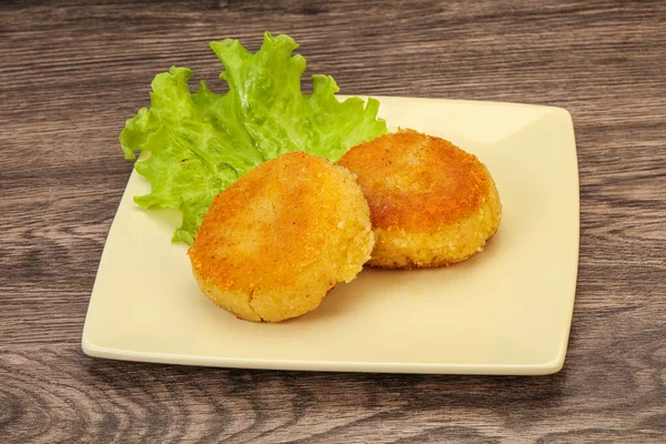 Vegane Küche Bratkartoffelschnitzel Auf Dem Teller — Stockfoto