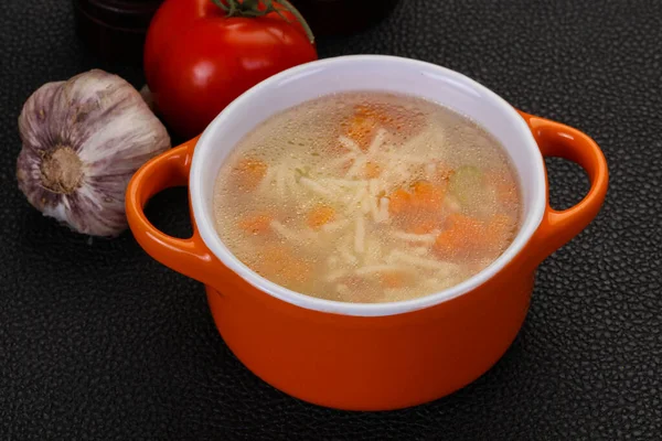 Chicken Soup Noodles Carrot Celery — Stock Photo, Image