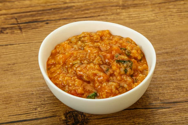 Sopa Tradicional Georgiana Kharcho Com Carne Especiarias — Fotografia de Stock