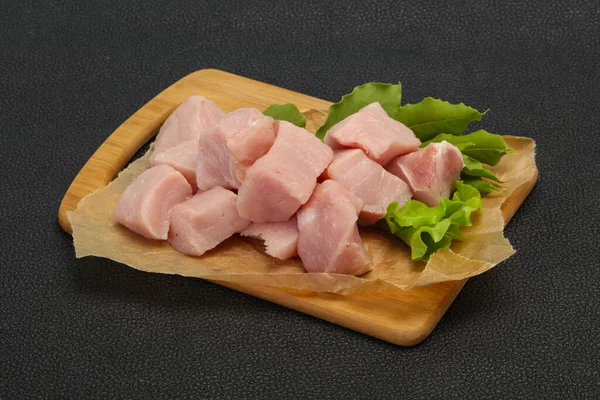 Raw Fresh Pork Meat Cube Ready Cooking — Stock Photo, Image