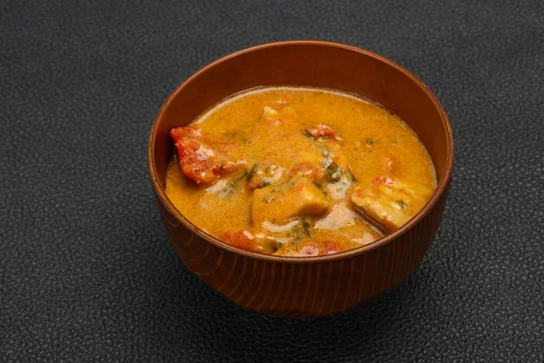 Soupe Poulet Curry Thaï Traditionnel Lait Coco — Photo