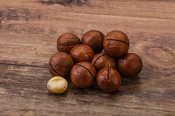 Brown Primo Piano Mucchio Noci Macadamia Sfondo — Foto Stock