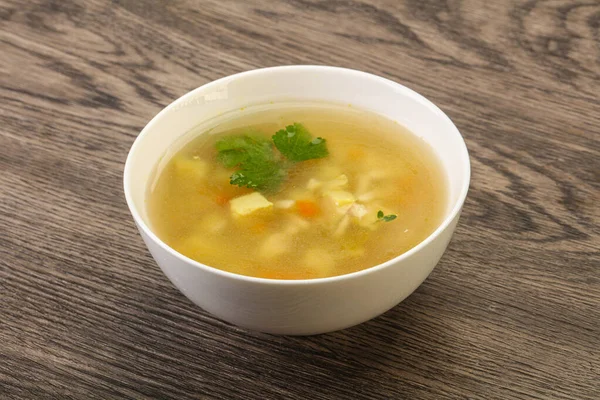 Leckere Hühnersuppe Mit Karotten Und Kartoffeln — Stockfoto