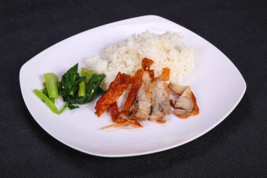 Kavrulmuş ördek göğsü ve otlar ile Pirinç