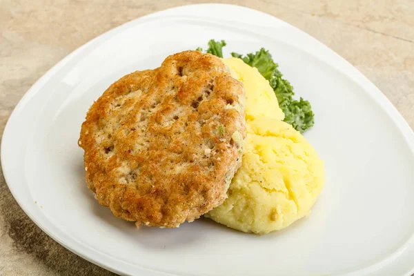 Costeleta Frango Picado Com Purê Batata — Fotografia de Stock