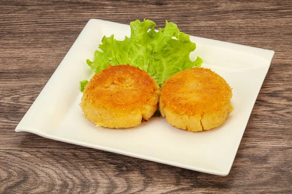Vegan Cuisine Roasted Potato Cutlet Plate — Stock Photo, Image
