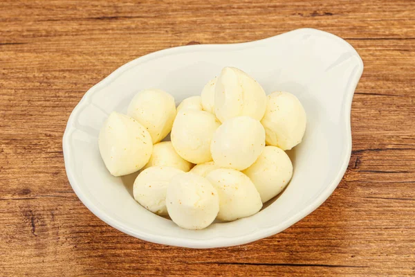 Natürlicher Leckerer Baby Mozarella Käse Der Schüssel — Stockfoto