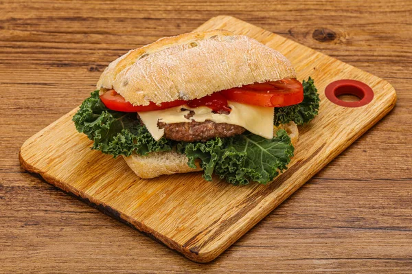 Italian Ciabatta Bread Burger Cutlet — Stock Photo, Image