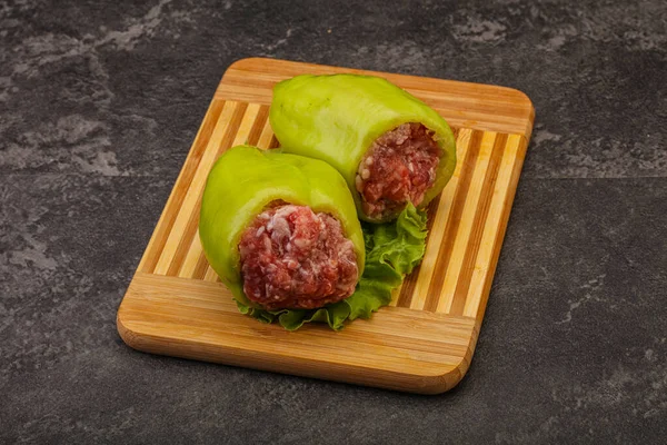 Raw Stuffed Pepper Meat Cooking — Stock Photo, Image