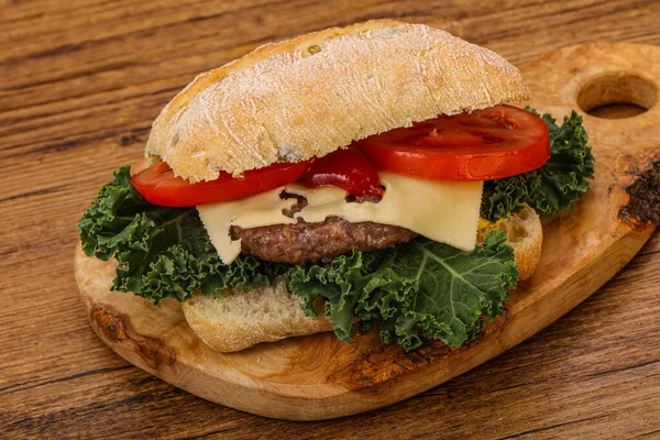 Italian ciabatta bread with burger cutlet