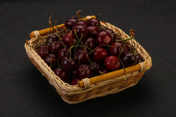 Sweet Ripe Bird Cherry Basket — Stock Photo, Image